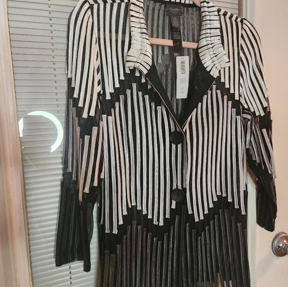 CHICOS TRAVELERS Collection Strip Jacket size 0. P2P19 stretches - Picture 4 of 10